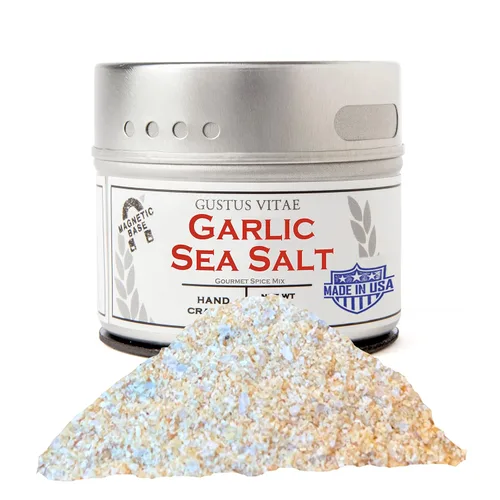 Sal marina clásica de ajo gourmet | Todo natural | Sal gourmet ultra premium | Condimento de acabado artesanal | Lote pequeño | Sin OMG | Hecho a