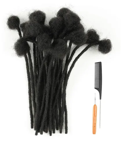 Miniatura 9 de Extensiones de rastas de cabello humano de 6 pulgadas, 10 hebras, 100% cabello humano, extensiones de rastas hechas a mano para hombres, mujeres
