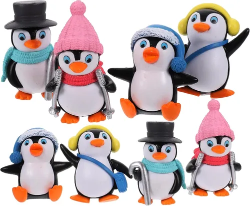NUOBESTY Lindos personajes de pingüinos juguetes colección de figuras de pingüino mini juego decoración decoración mini figuras de Navidad juguetes