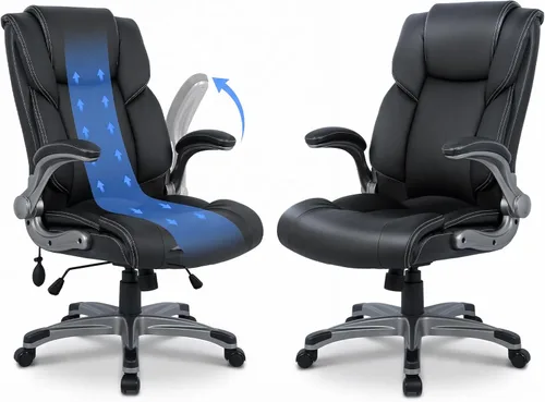 Miniatura 10 de COLAMY Silla Ergonómica de Oficina Ejecutiva con Cuero Sintético Grueso, Reposabrazos Abatibles, Respaldo Alto Ajustable en Altura e Inclinación