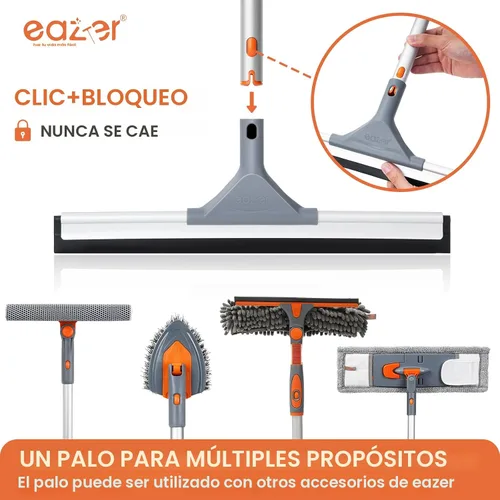 Miniatura 6 de Eazer Escoba de rasqueta para suelo: cepillo de limpieza de servicio pesado con poste de aluminio extensible de 50.3' y hoja de goma para cocina