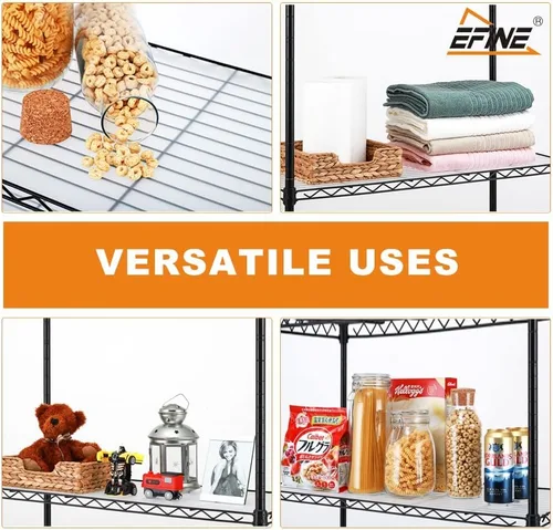 Miniatura 4 de EFINE - Estantería de 5 estantes con forros para estantes, ajustables, estantes de alambre de metal, capacidad de carga de 150 libras por estante