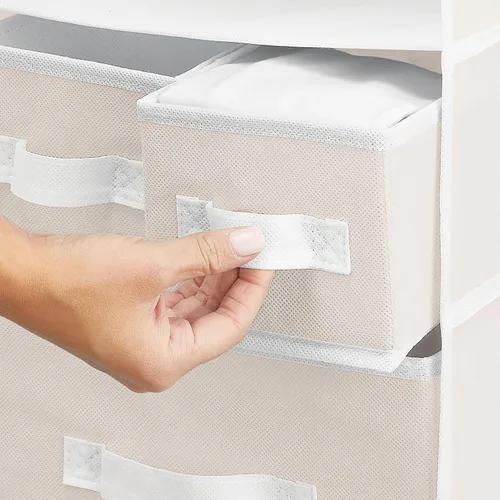 Miniatura 4 de mDesign - Organizador de almacenamiento para barra de guardarropa, 7 estantes, 3 cajones