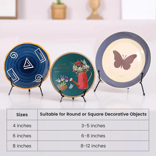 Miniatura 3 de Paquete de 6 soportes de placa antideslizantes mejorados para exhibición, soportes decorativos de hierro de 4/6/8 pulgadas, caballete, marco, libro