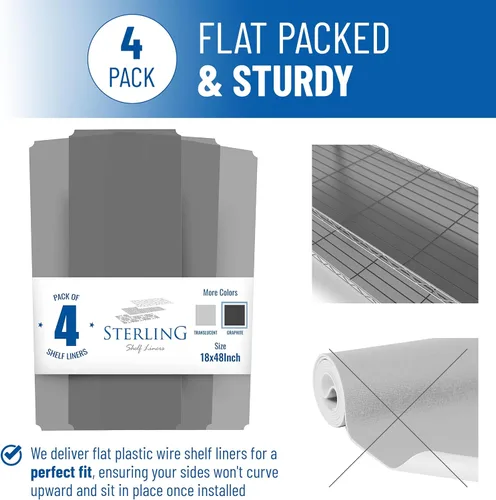 Miniatura 4 de Sterling Shelf Liners Cubiertas para Rejillas de Alambre: Cubierta de Forro Plástico para Estanterías de Alambre: Alfombrillas Protectoras