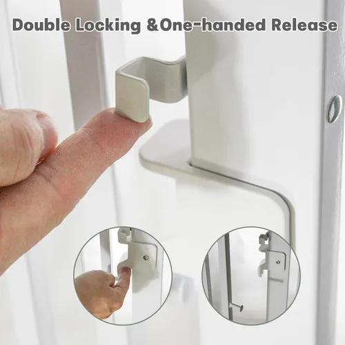 Miniatura 3 de SHYUJAJIE Puerta extra alta para mascotas de 71 pulgadas con puerta pequeña para gatos, puerta ancha ajustable de 29.55 a 40.55 pulgadas, puertas