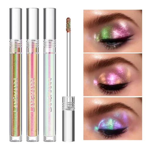 Miniatura 2 de Sombra de Ojos Camaleón Líquida Metálica, Looks de Ojos Multidimensionales, Sombras de Ojos con Purpurina Holográfica Multicromática de Larga