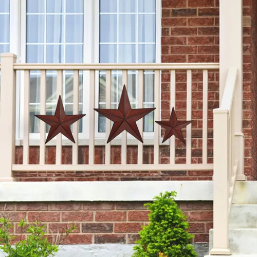 Miniatura 3 de JoyEvy Estrella de granero roja y negra de Texas de 6, 9 y 12 pulgadas, 3 piezas, estrellas de arte de metal para exteriores, decoración de pared 6