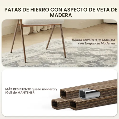 Miniatura 7 de COLAMY Juego de 6 sillas de comedor, sillas modernas tapizadas de tela para comedor, cocina, sillas laterales con respaldo abierto y asiento