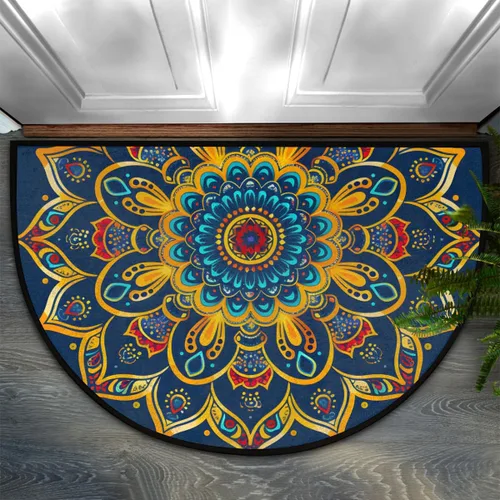 Miniatura 9 de Tapete semicircular de color rojo con girasol, antideslizante, de bienvenida para interiores, semicírculo, lavable, para baño, cocina, exterior