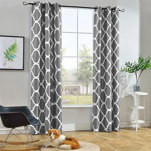 Miniatura 47 de Melodieux - Cortina opaca con aislamiento térmico y ojales, de estilo marroquí, 100 x 84 pulgadas, color gris (1 panel)