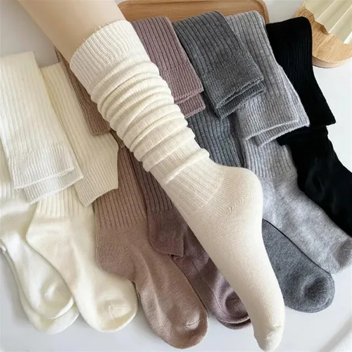 Miniatura 2 de TRENIS Socks AutumnWinter Thickened Coffee Colored Stacked Socks Knee Length Socks Double Needle Socks