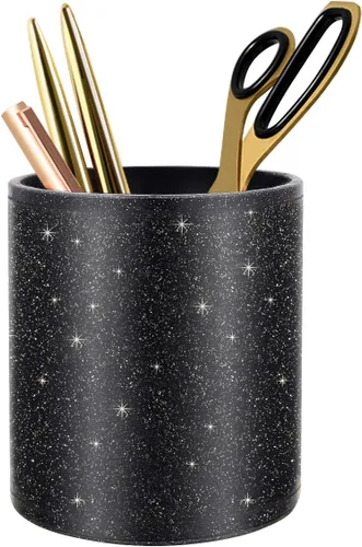 Miniatura 26 de Soporte para bolígrafos para mujeres y niñas, taza de lápices, decoración de escritorio rosa, soporte para brochas de maquillaje, soporte grande