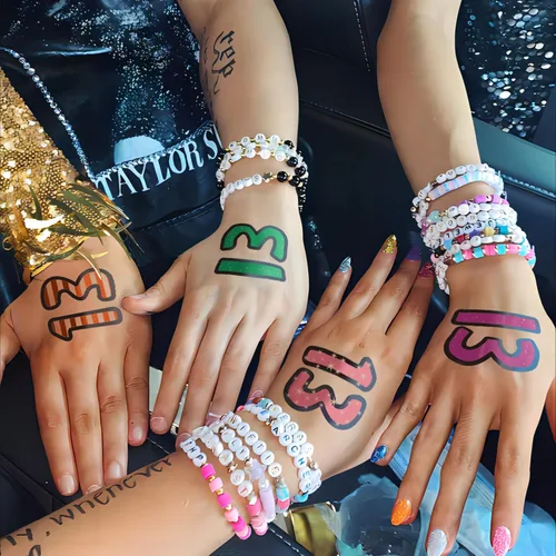Miniatura 3 de Calcomanías de tatuaje número 13 que brillan en la oscuridad, paquete de 48 (32 brillantes + 16 regulares), tatuajes temporales impermeables