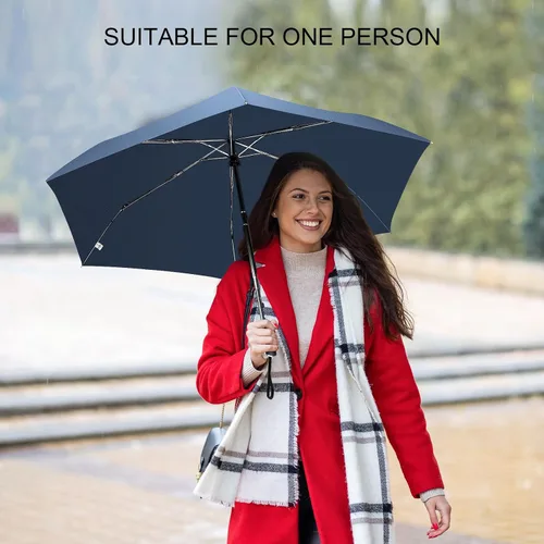Miniatura 2 de LEAGERA Paraguas de viaje compacto para bolso, mango plano, impermeable para lluvia ligera