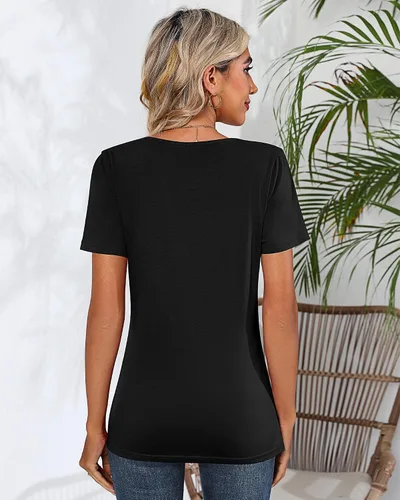 Miniatura 2 de Riyiper 2 piezas de camisetas para mujer con cuello redondo, camiseta básica casual para mujer