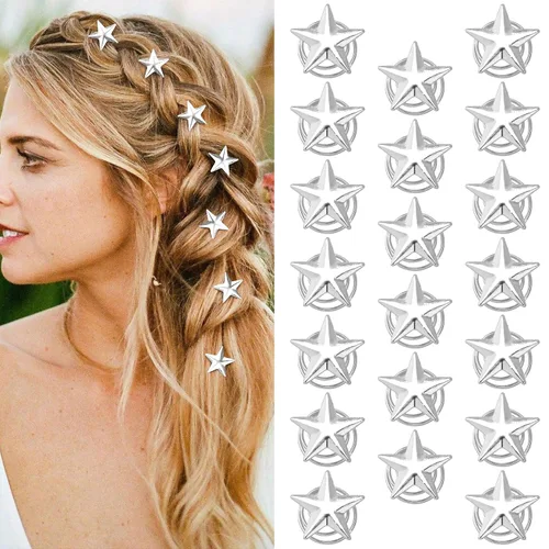 Miniatura 9 de 20 pinzas para el cabello de estrella, pinzas de pelo en espiral de estrella dorada, horquillas de novia, pinzas trenzadas vintage para boda