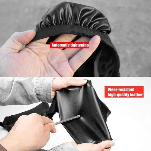 Miniatura 7 de Funda universal para asiento de motocicleta con elástico, cuero PU transpirable, funda impermeable para asiento para la mayoría de asientos de Negro