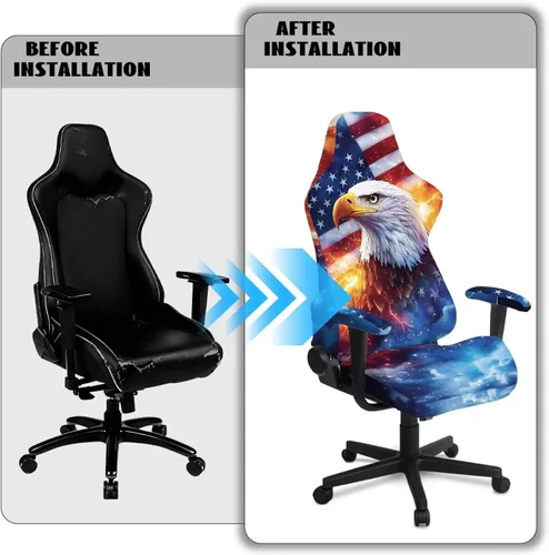 Miniatura 6 de Bald Eagle Gaming Protector for Students American Flag Stretchy Armrest Covers Patriotic Ergonomic Office Cover Dustproof Home & Dorm Room Decor
