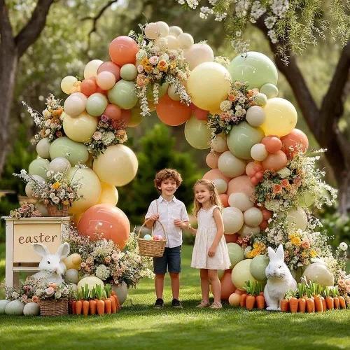 Miniatura 6 de Arco de globos de color rosa polvoriento, amarillo y verde, de doble relleno, color amarillo claro, melocotón, blanco, arena, malva, pastel, kit