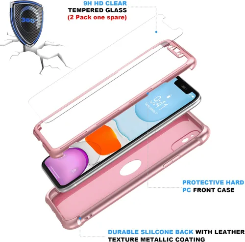 Miniatura 5 de ORETECH - Funda para iPhone 11, con 2 protectores de pantalla de vidrio templado, prueba de caídas de grado militar de 10 pies, cuerpo completo