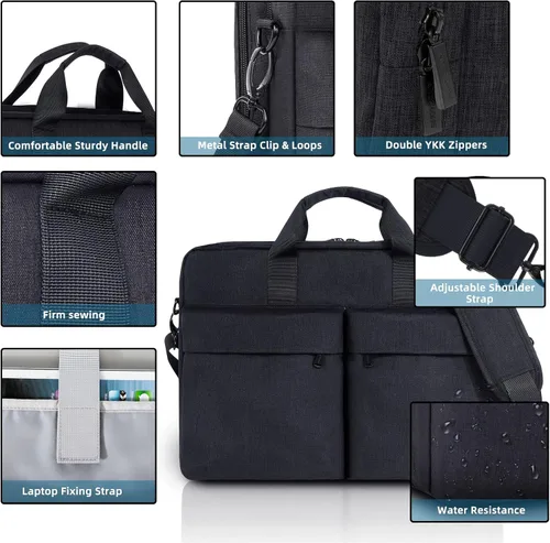 Miniatura 4 de KINGSLONG Maletín para laptop de 17.3 pulgadas para hombres y mujeres, bolsa de mensajero para laptop con correa para el hombro, bolsa cruzada