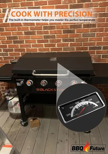 Miniatura 3 de 2026 Tapa mejorada para parrilla Blackstone de 28 pulgadas, cubierta dura con bisagras BBQ Future con termómetro y bisagra reforzada compatible