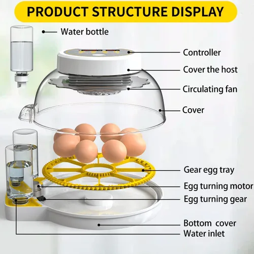 Miniatura 7 de Incubadora 18/60 para incubar huevos, incubadoras de huevos con pantalla de humedad, vela de huevos, girador automático de huevos, incubadora