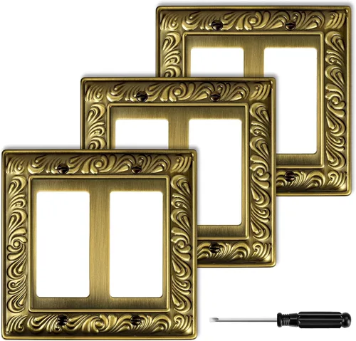 Placa Decorativa de Pared de Latón Antiguo Cubierta de Interruptor de Luz Cubiertas de Enchufe Decorativo Placas de Interruptor Basculante Material
