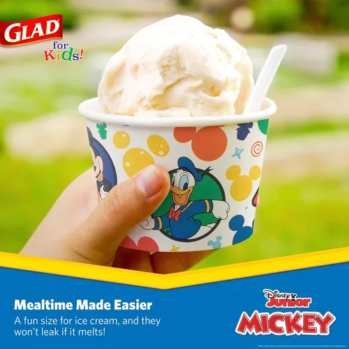 Miniatura 4 de Glad para Niños Cuencos Desechables de Papel para Aperitivos de Disney Mickey & Friends, Tapas No Incluidas - Resistentes, Aptos para Microondas