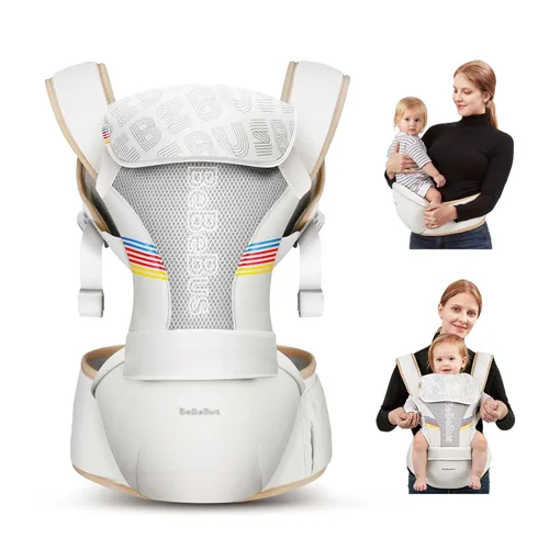 Miniatura 9 de Baby Carrier with Hip Seat, BeBeBus 2-in-1 Ergonomic Newborn to Toddler Carrier up to 44 lbs, Detachable Hands-Free for Infant, All Season Carry