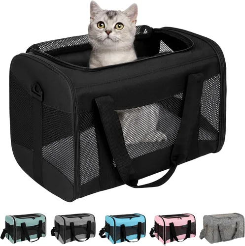 Miniatura 5 de Estuche de transporte para gatos, aprobado por aerolíneas, portátil y transpirable, transportador de viaje para mascotas, almohadilla de forro polar