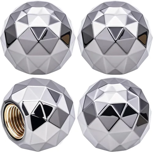 Miniatura 52 de 4 tapones de válvula de neumático estilo calavera, con anillo de goma O, cubiertas universales de vástago de válvula de neumático de núcleo de cobre