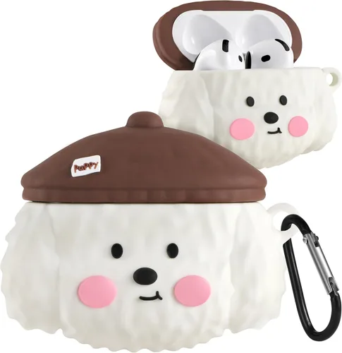 Funda para AirPods 4 con llavero – Elegante a la moda para mujeres y niñas, de silicona 3D, diseño de perro kawaii femenino femenino único divertido