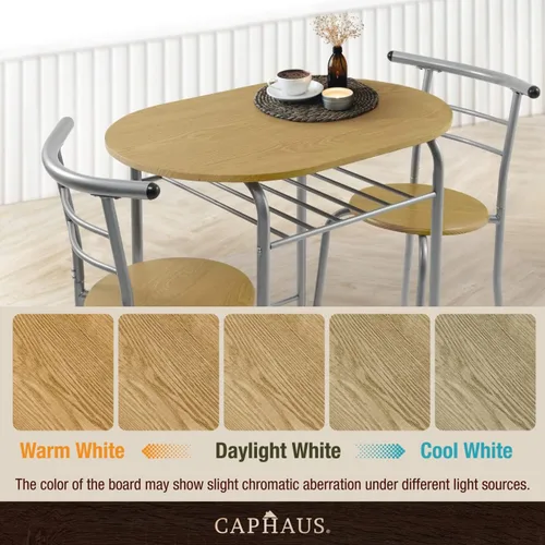 Miniatura 2 de CAPHAUS Juego de comedor de 3 piezas para 2, cocina pequeña, juego de mesa de comedor con marco de acero, juego de patio de 3 piezas con estante