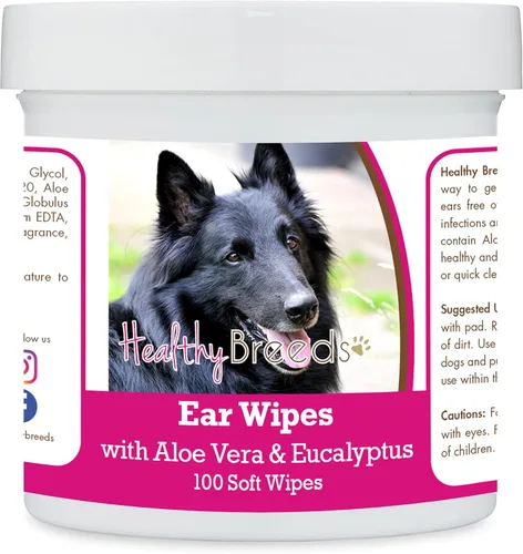 Miniatura 150 de Healthy Breeds Pastor alemán, silla de montar, toallitas de limpieza de oídos con aloe y eucalipto para perros, 100