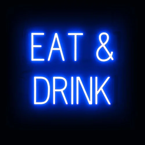 Miniatura 28 de SpellBrite Letrero EAT Letrero de neón para comer con luz LED azul, 13.1 x 6.3 pulgadas