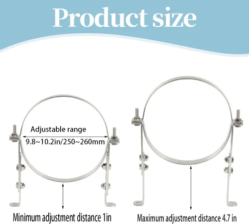 Miniatura 2 de Soporte de sistemas de chimenea de 6 1/2 pulgadas, correa de pared de ventilación ajustable de acero inoxidable 304, soporte de pared ajustable