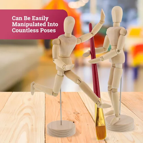 Miniatura 6 de US Art Supply® - Maniquí articulado de madera de 8 pulgadas para mujer, maniquí articulado con base y cuerpo flexible, perfecto para dibujar