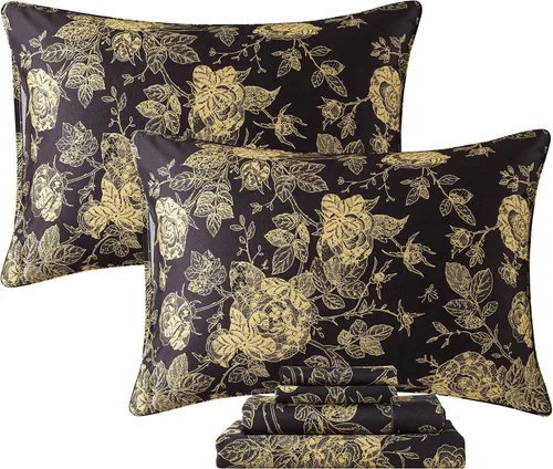 Miniatura 15 de FADFAY Juego de sábanas de rosas blancas, ropa de cama vintage floral de rosas, ropa de cama estilo rústico, 100% algodón egipcio percal, 800 hilos