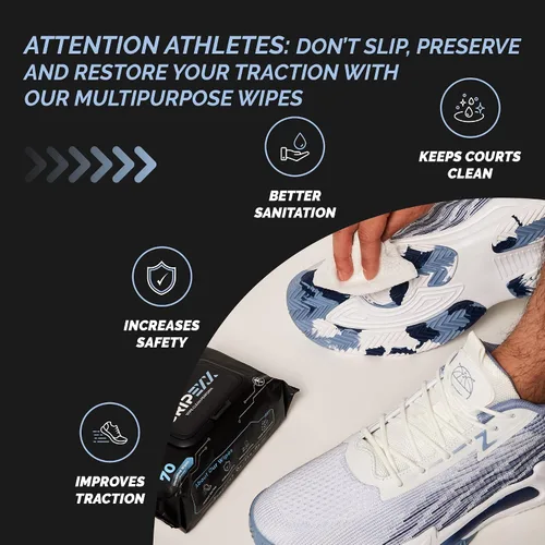 Miniatura 3 de GRIPEXX - 70 toallitas para zapatos, toallitas multiusos para zapatillas de baloncesto y sneakerheads - Alternativa al spray de agarre de baloncesto