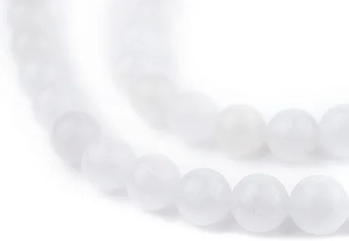 Miniatura 133 de The Bead Chest Cuentas de Jade Blanco Mate Redondas (8mm): Piedra Preciosa Orgánica Redonda Esférica de Energía con Poder de Sanación para Hacer