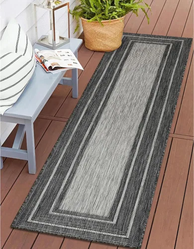 Miniatura 42 de Liora Manne Carmel - Alfombra tejida de perfil bajo de fácil cuidado para interiores y exteriores, color aguamarina, 6 pies 6 pulgadas x 9 pies 4