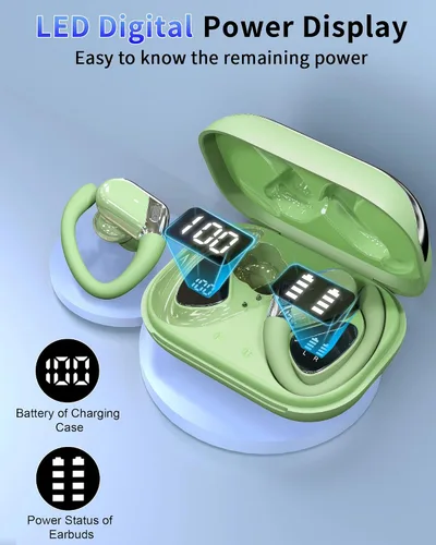 Miniatura 7 de Auriculares inalámbricos, auriculares Bluetooth 5.4 2026 con cancelación de ruido deportivo, auriculares sobre la oreja con ganchos para los oídos
