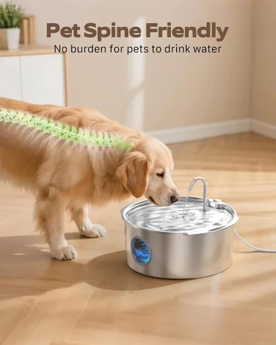 Miniatura 7 de Fuente de agua para mascotas para perros grandes: fuente de agua de metal para perros, fuentes silenciosas para gatos grandes para beber, fuente