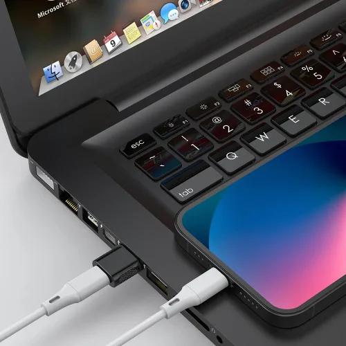 Miniatura 7 de Adaptador USB-C hembra a USB-A macho (paquete de 2), carga rápida de 18 W, transferencia de datos de 480 Mbps, soporte de audio y CarPlay