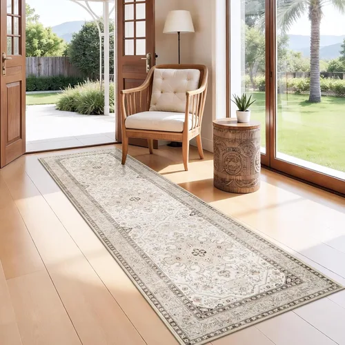 Miniatura 59 de Alfombras de área 9x12 para sala de estar: Alfombra oriental lavable de 108 pies cuadrados para dormitorio - Alfombra de pelo bajo ultra delgada