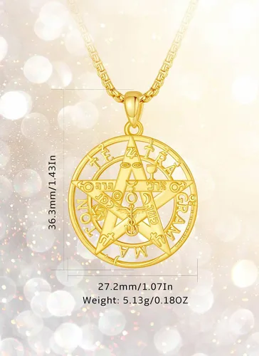 Miniatura 8 de CELESTIA Colgante de plata de ley 925, anillos de tetragrammaton, collar masónico, joyería de pentagrama para mujeres y hombres