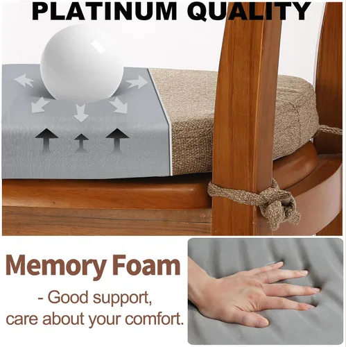 Miniatura 3 de SINOSSO Juego de 6 cojines de espuma viscoelástica para sillas de comedor, almohadillas de silla de cocina cómodas de 16" en forma de U con tela