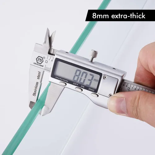 Miniatura 5 de Estante de cristal KES para baño, estante rectangular de 20 pulgadas con vidrio templado de 8 mm de grosor, soporte de metal antioxidante para pared